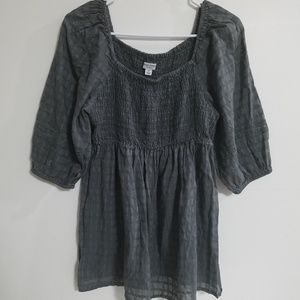 Liz Lange Maternity Gray Peasant Top Size Medium